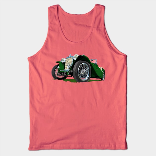 1937 MG Midget in green Tank Top by candcretro